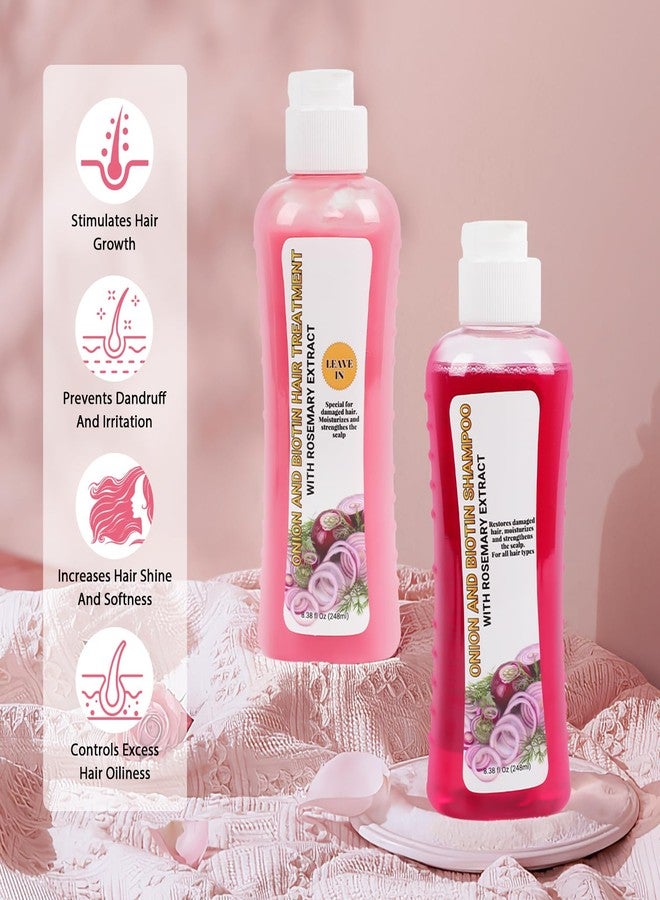 TIMLIFE Onion And Biotin Hair Treatment 2 * 8.38 fl Oz, Onion Biotin and Rosemary Shampoo and Treatment Set, Silicone Free Shampoo and Treatment for All Hair Types Conditioner Hair Care - Image 5